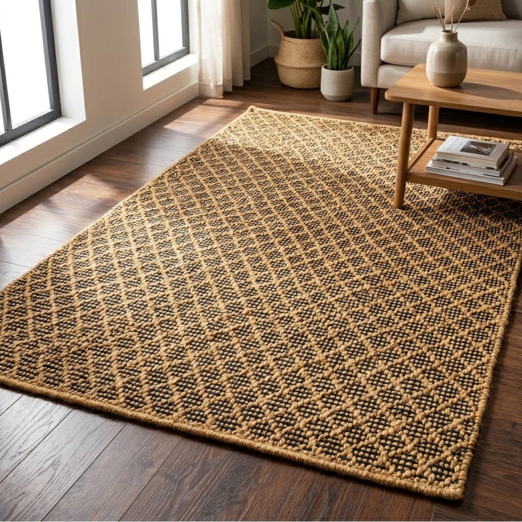 Handwoven jute ribbed solid rug Handwoven jute ribbed solid rug