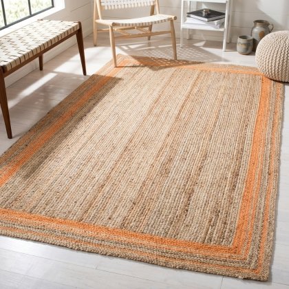 Jute area rugs with orange trim
