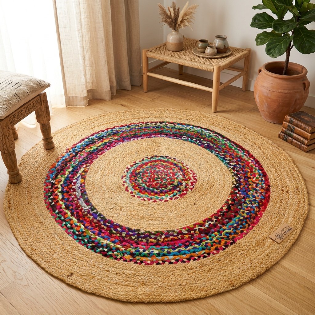 Natural and chindi braided target jute rug Natural and chindi braided target jute rug