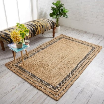 Natural hand braided jute rug