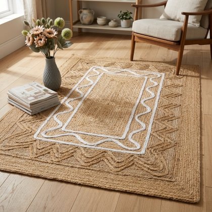 Natural textured braided jute rug