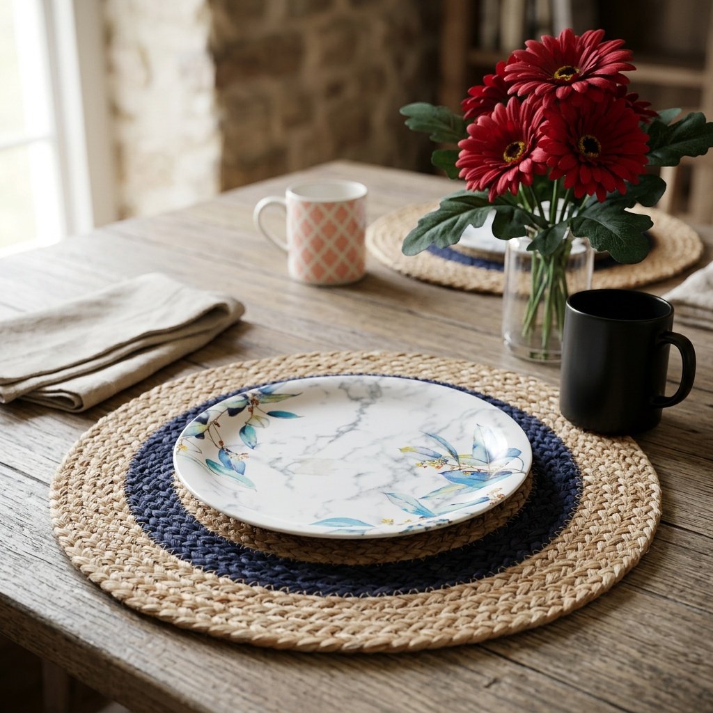 Navy target jute placemats Navy target jute placemats