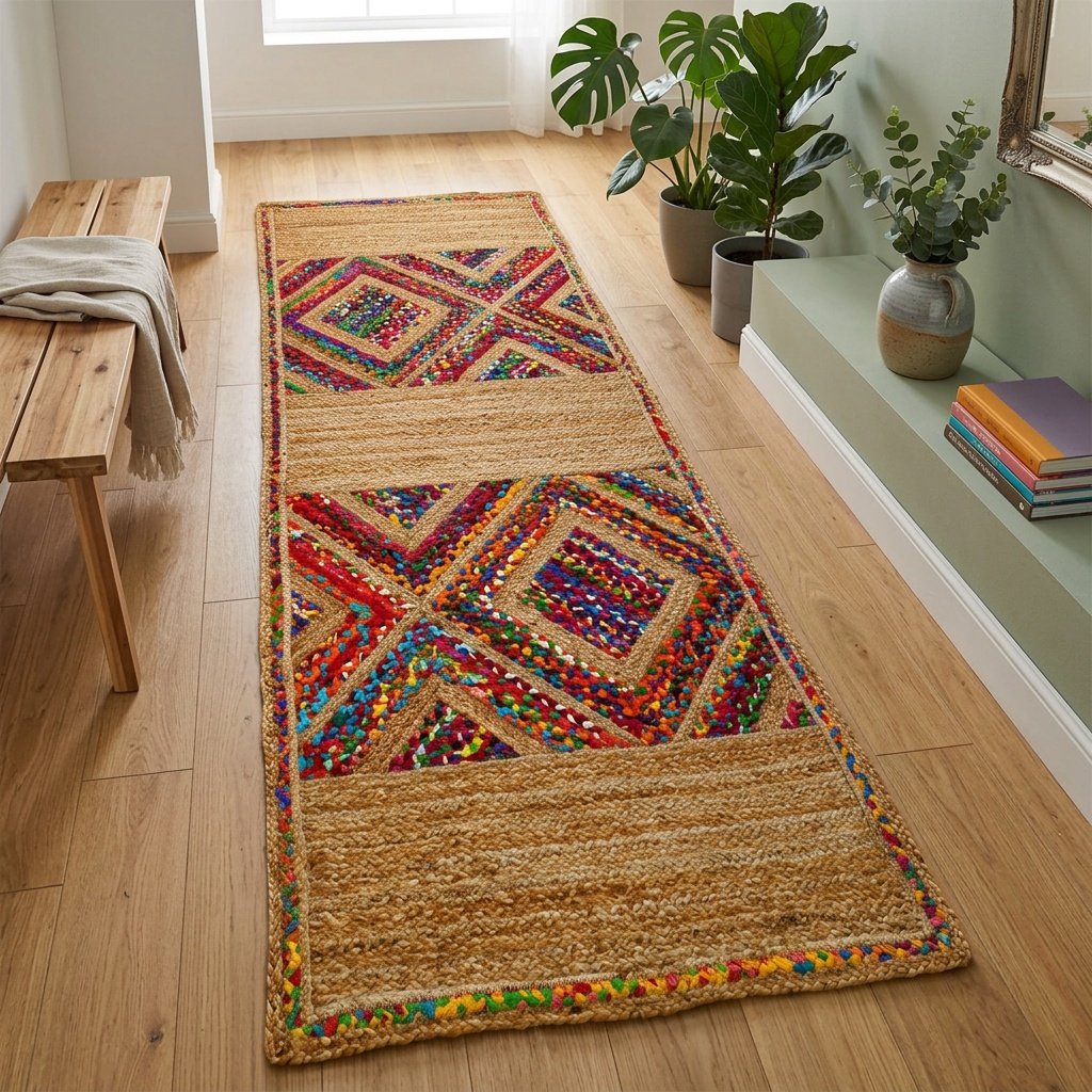 Rainbow jute rag runner rug Rainbow jute rag runner rug