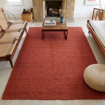 Red jute and hemp rug