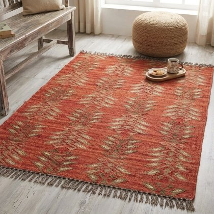 Reversible wool and jute rug