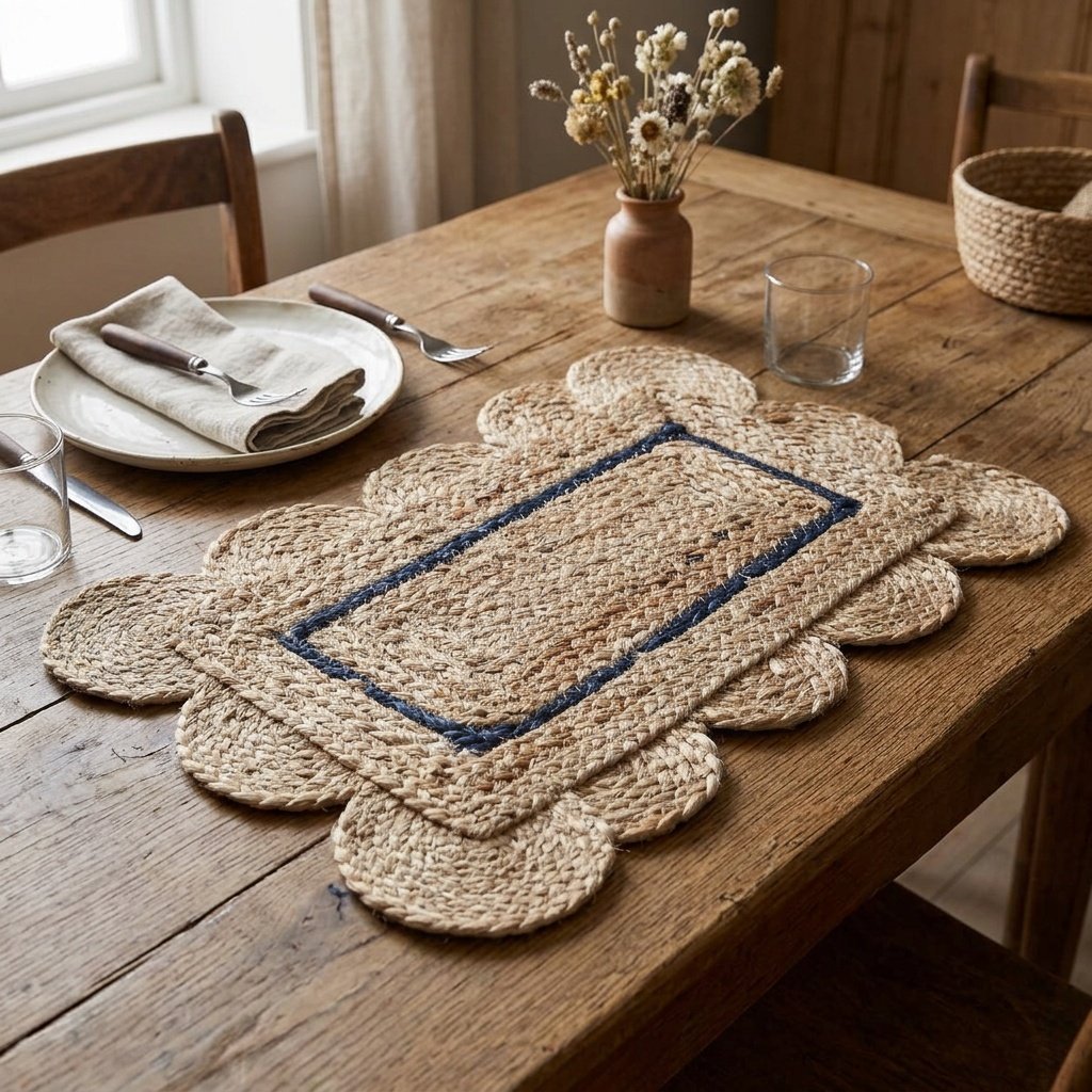 Scalloped jute placemats Scalloped jute placemats