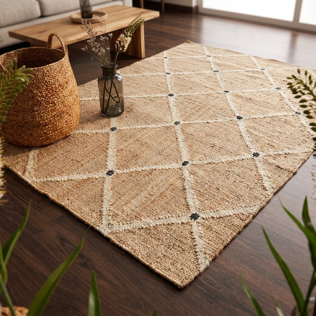 Tan diamond cotton jute area rug Tan diamond cotton jute area rug