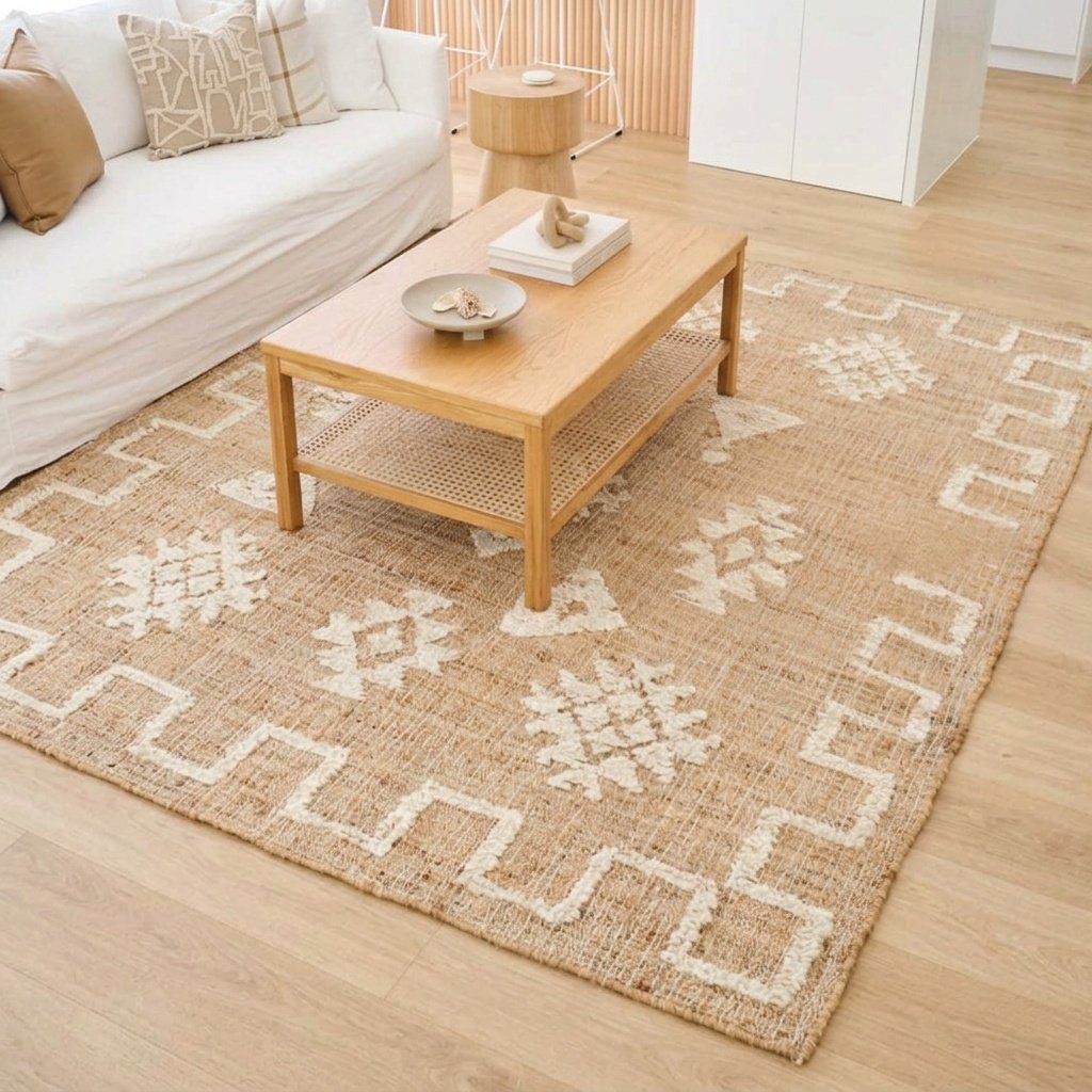 White and natural cotton jute rug White and natural cotton jute rug