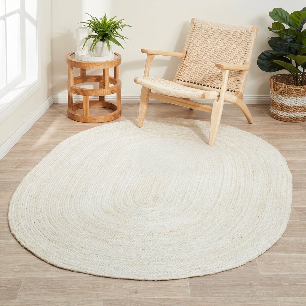 White braided jute rug oval White braided jute rug oval