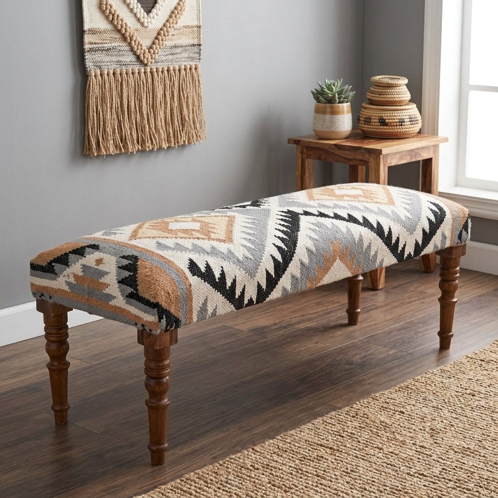 Chevron wool and jute ottoman bench Chevron wool and jute ottoman bench