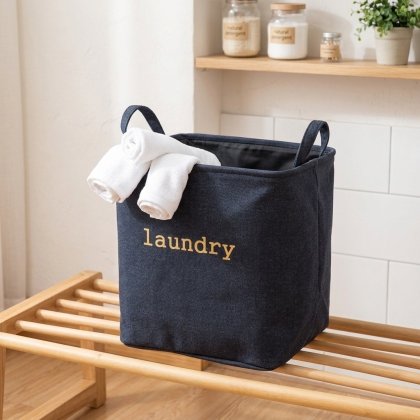 Foldable jute laundry basket