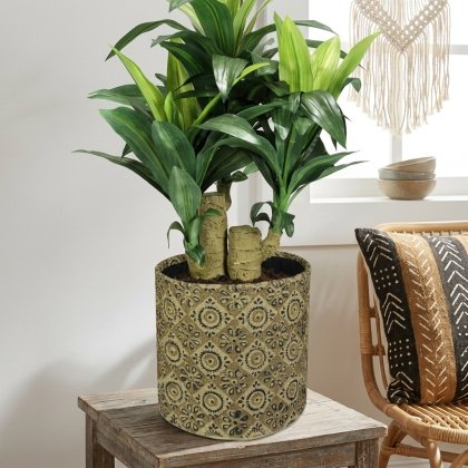 Green diamond jute round basket