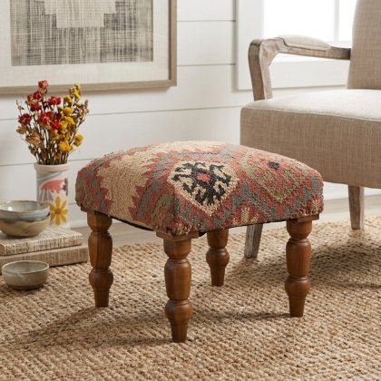 Tribal jute footsool ottoman
