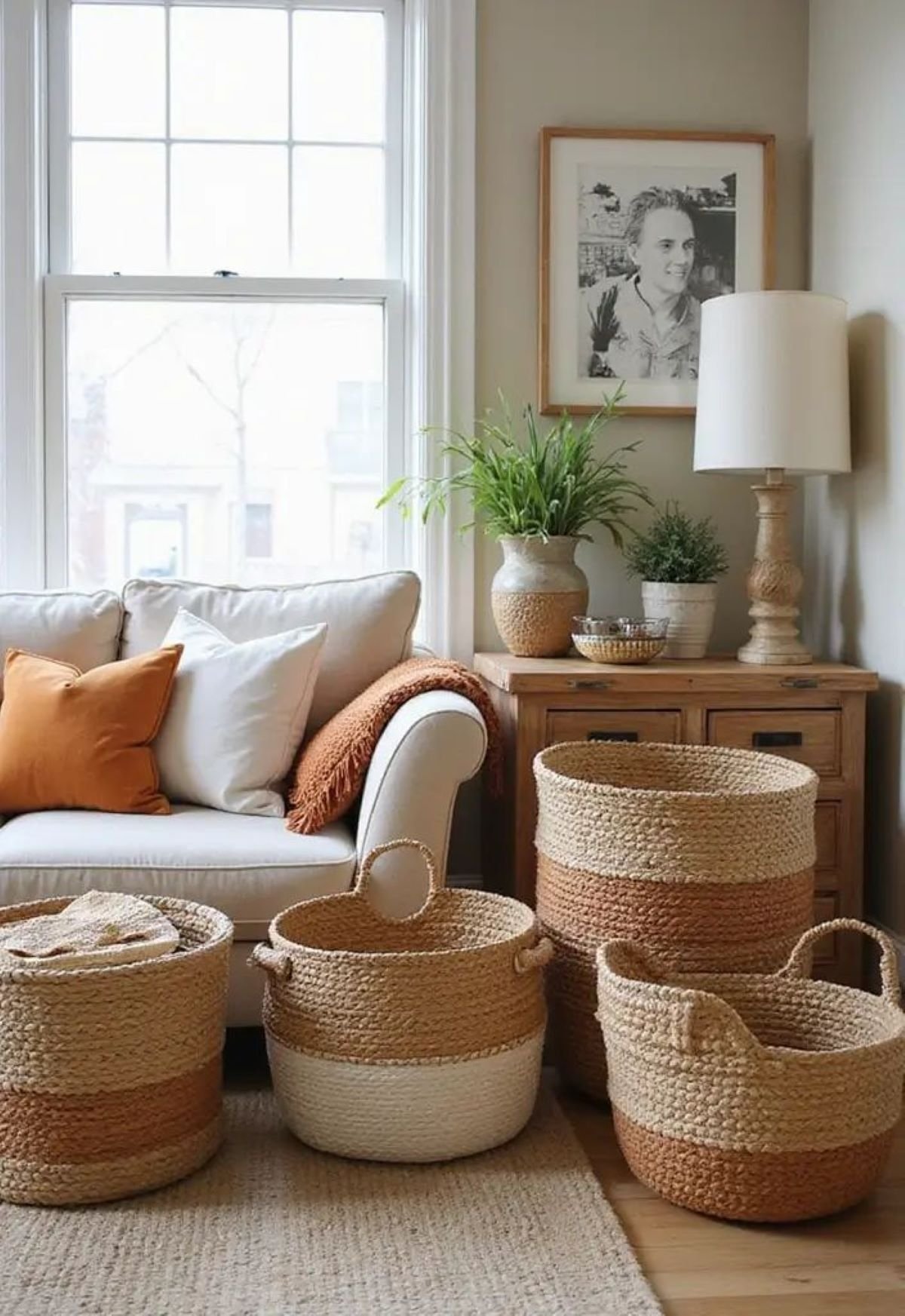 Jute vs. Cotton Rope Baskets: Which Is More Durable? jute basket living room 1