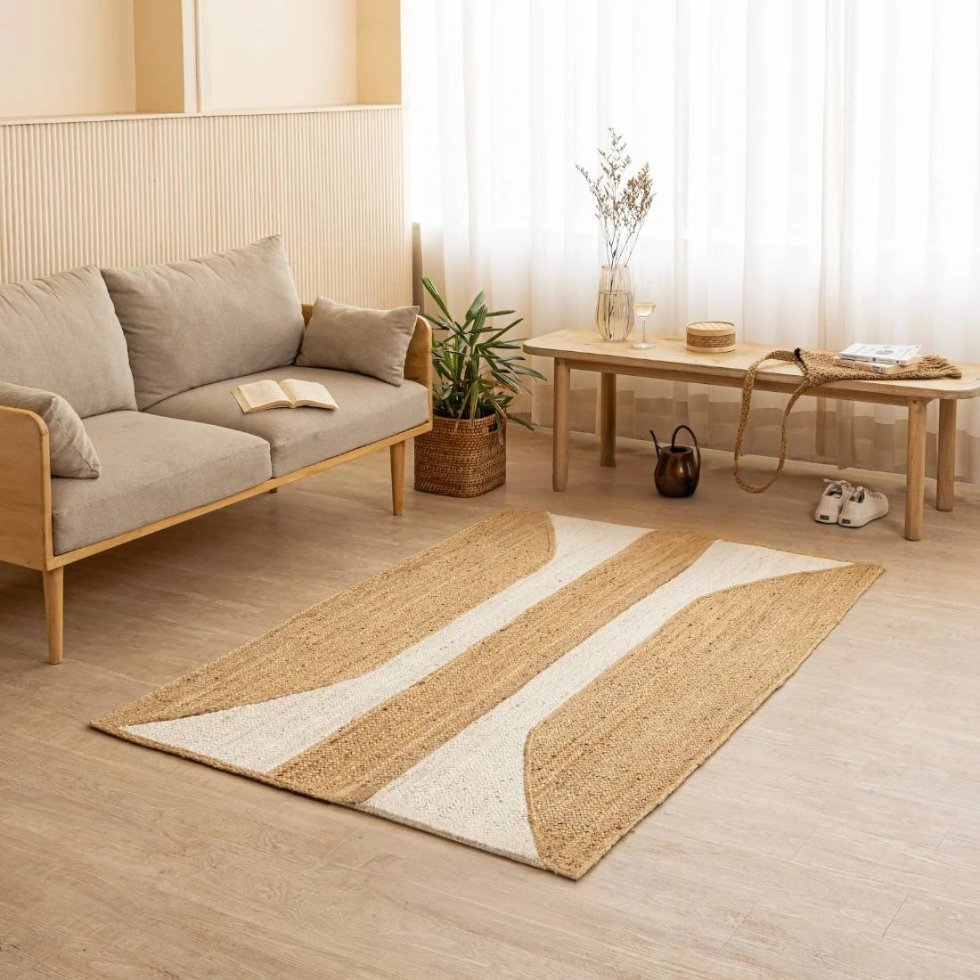 beige jute rug